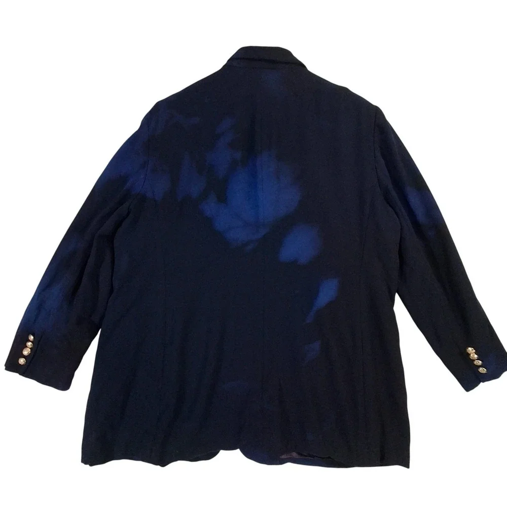 Lauren Ralph Lauren Blazer Womens 18W Navy‎ Wool Crest Gold Buttons Tie Dye USA